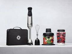 Vitamix 5-Speed Immersion Blender 5-Piece Bundle, 625-Watt Motor, One-Handed Operation, 5 ft cord, includes Mini-Chopper, Blending Jar, Whisk Attachment & Storage Case, Stainless Steel/Black